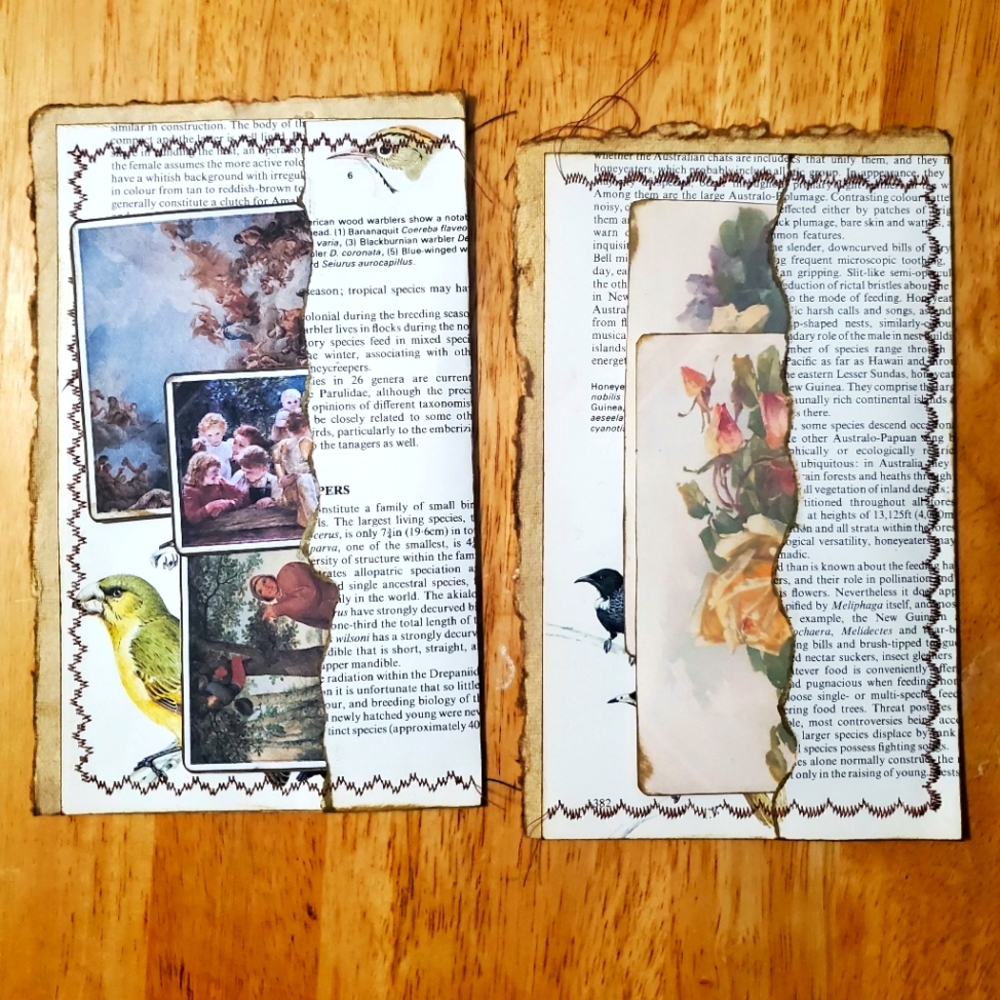 😀 HAND CRAFTED bookpage pocket journal cards with ephemera
